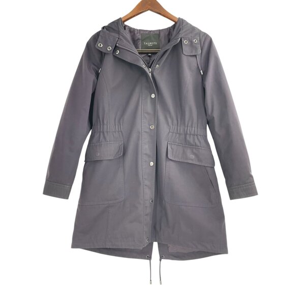 Talbots Purple Hooded Rain Coat Jacket Womens Size Small Petite Pockets Lined - Picture 1 of 9